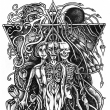 Kresba (mezi �ivotem a smrt�)  na p�edn� stranu digipacku grind core  kapely High Purity